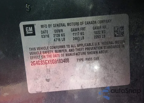 2016 Buick Regal Turbo Premium Ii from USA, damaged, VIN 2G4GS5GX6G9183408